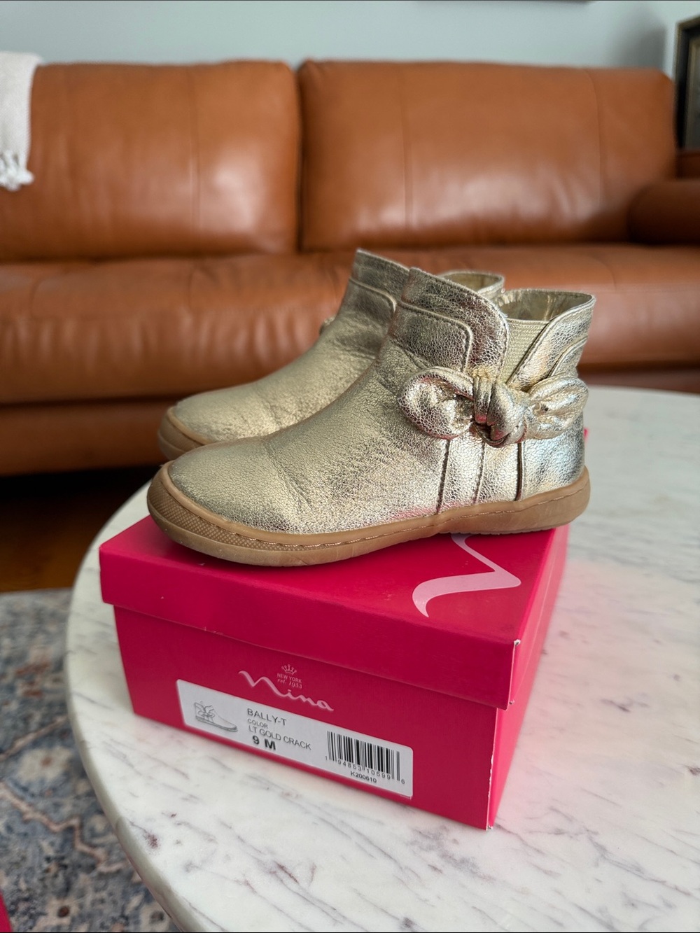 Nina kids Gold Bow Ankle Boots